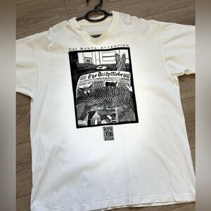 Vtg Single Stitch 1989 Stuart Katt Cat Wants Attention Graphic Tee Sz.XL White